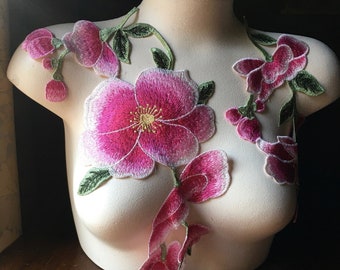 PINK Poppy Blossom Applique SET for Lyrical Dance, Ballet, Bridal, Garments CA 946