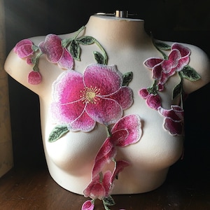 PINK Poppy Blossom Applique SET for Lyrical Dance, Ballet, Bridal, Garments CA 946