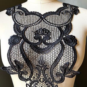 BLACK Lace Applique for Garments, Costume Design BLA 2A