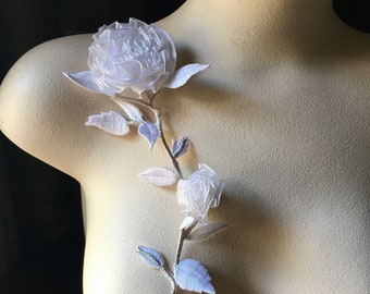 White Flower Applique for Bridal, Lyrical, Ballet, Costumes IRON 06