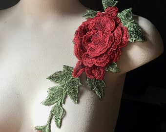 REd Rose Applique for Garments, Costume Design CA 817