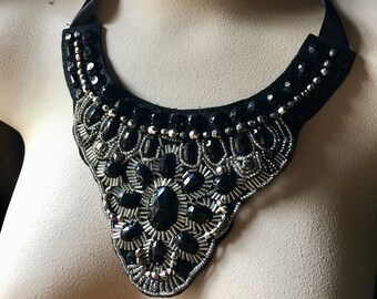 Black Beaded Applique for Lyrical Dance, Dance Costumes, Tribal BLA 504