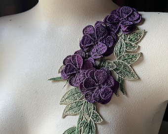 PLUM 3D Rose Applique for Garments, Costume Design CA 948