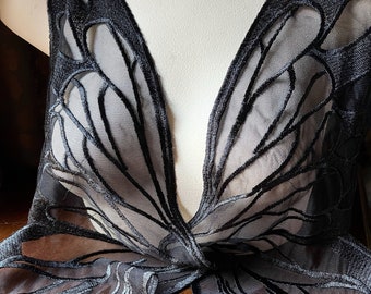 BLACK Butterfly Wing Appliques for Lyrical Dance, Fairy Costumes PRBF LG