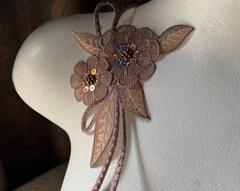 COPPER Flower Applique for Garments, Costumes Iron On IRON 92