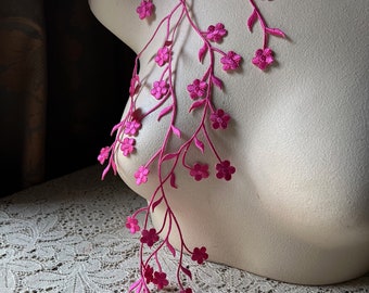 FUCHSIA Flower Vine Applique Iron On for Lyrical Costumes, Cosplay, Garments  IRON 66 NDL