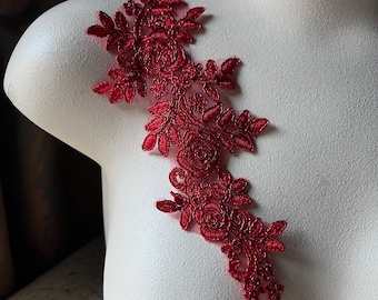 RED Lace Applique for Lyrical Dance, Bridal, Capes, Veils, Costume Design CA 976