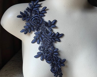 NAVY BLUE Lace Applique for Lyrical Dance, Bridal, Capes, Veils, Costume Design CA 976