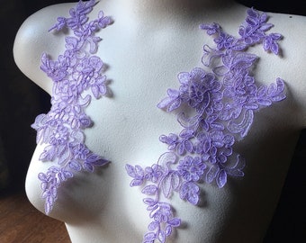 SECONDS LILAC Lace Applique Pair  for Lyrical Dance, Bridal, Capes, Veils, Costume Design PR 377 lil