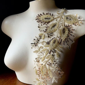GOLD Beaded Applique #2 for Lyrical Dance, Costumes, Garments F147-2