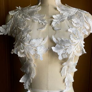IVORY Lace Applique PAiR DYEable for Bridal Capes, Illusion Gowns, Lyrical Dance, Costume Design PR 330