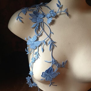 NEW BLUE Flower Vine Applique Iron On for Lyrical Costumes, Cosplay, Garments  IRON 84