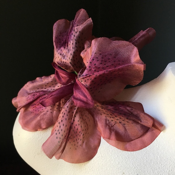 Mocha Rose Lily Iris Silk Flower for Bridal, Corsages, Tropical Weddings, Fascinators, Millinery MF