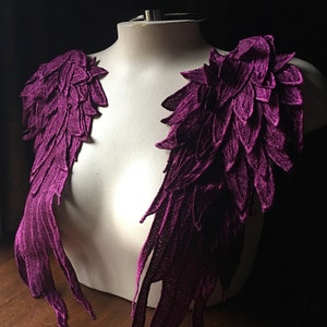 Magenta Merlot 3D Lace Wings Applique: Costume Design Epaulettes PR 380