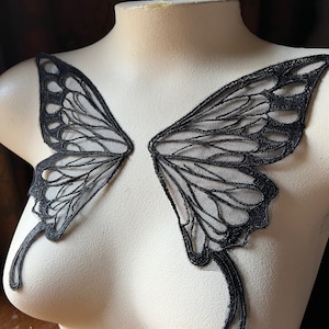 BLACK Butterfly Wings Appliques for Lyrical Dance, Fairy Costumes PRBF SMALL