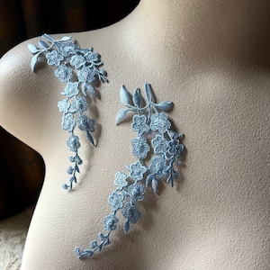 2 Light Blue Iron On Appliques for Lyrical Dance, Costume or Jewelry Design IRON  13
