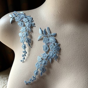 Light Blue Floral Iron On Appliques: Lyrical Dance  Embellishments (2 pc) IRON 13
