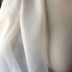 100% IVORY SILK Chiffon CRiNKLE Fabric for Bridal Bows, Garments, Lingerie, Veils, Blushers