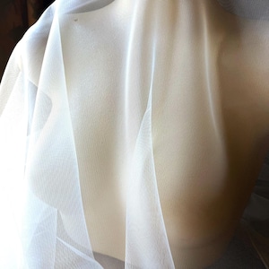 Light Ivory English Net #5 Fabric: Bridal Veils, Capes, Sleeves - 118&quot;  Width