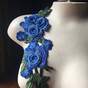SAPPHIRE BLUE Rose Applique 3D Lace for Lyrical Dance, Garments, Costume Design CA 901