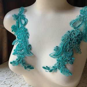 Teal Perlen Applikationen: Lyrical Dance, Braut Schärpe PR 114 teal new