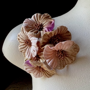 Mocha Velvet Flowers YoYo Flowers for Bridal, Boutonnieres, Millinery, Headbands MF 218
