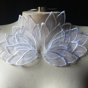 White Organza Leaf Appliques: Bridal Garment Embellishments (3 Pairs) ORG Petal 1