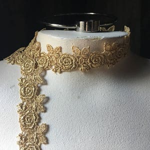 GOLD Lace Venice Lace Flower Trim for Costumes, Garments, Crafts GL 19