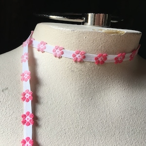 2 yds. Pink & White Jacquard Ribbon Trim for Bridal,  Millinery, Costumes, Dolls Clothes TR 271