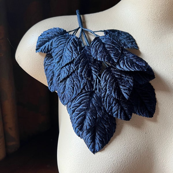 NEW Leaves NAVY BLuE Velvet Leaves for Bridal, Boutonierres, Bouquets, Millinery ML 155