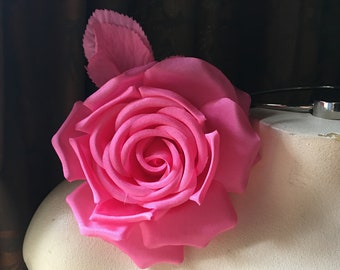 NEW - HOT PiNK Rose Silk Millinery Rose for Bridal, Hats, Corsages MF