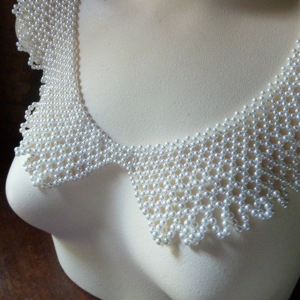 Collier de perles en fausses perles ivoire pour RBG, mariée, colliers, bijoux et création de costumes
