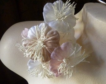 Blush & Cream Velvet Millinery Flower YoYos in for Bridal, Boutonnieres, Bouquets, Headbands, MF 215