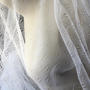WHITE Net Lace Point d&#39;Esprit  61 -63&quot; wide for Bridal, Veils, Shrugs, Shawls, Costumes