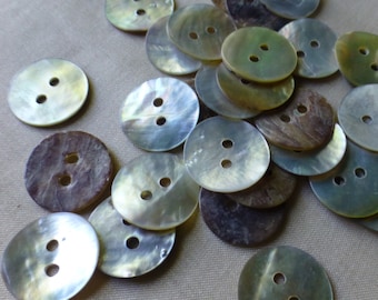 10 Natural  Mother of Pearl Buttons  20L 12mm for Journals, Knitting, Jewelry, Garments, Crafts  BU 95