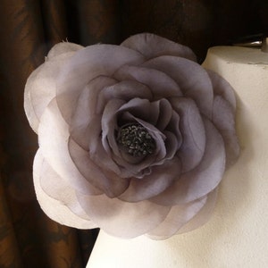 Gray Smoke Silk Rose Camellia for Bridal, Hats, Corsages MF 127