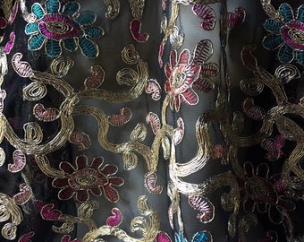 Turquoise /& Gold Fabric #2 Embroidered for Bollywood Costumes Garments Pink
