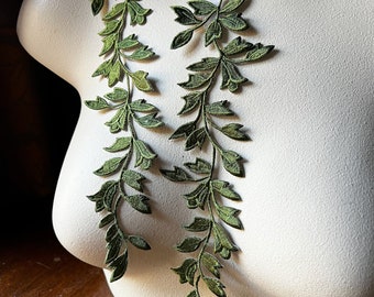 2 GREEN Vine Appliques Iron On for Lyrical Costumes, Cosplay, Garments  IRON 16