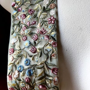 Embroidered Floral Sari Trim: Multicolored Beaded Net, Costume Design TR 417