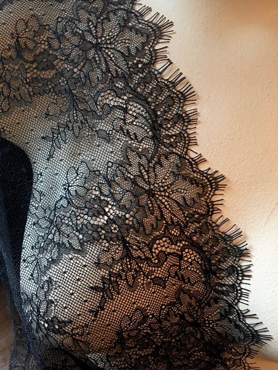BLACK Leavers Chantilly Lace Eyelash Lace for Masks Veils Etsy