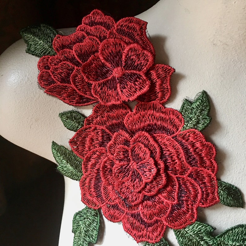 RED ROSE 3D Lace Rose Applique for Grad Gowns Garments Etsy