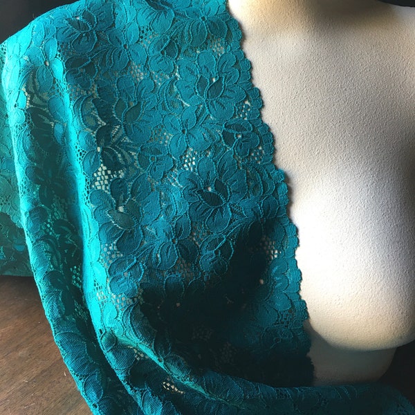 Teal Stretch Lace Wide for Lingerie, Mermaid Costume Design STR 1096