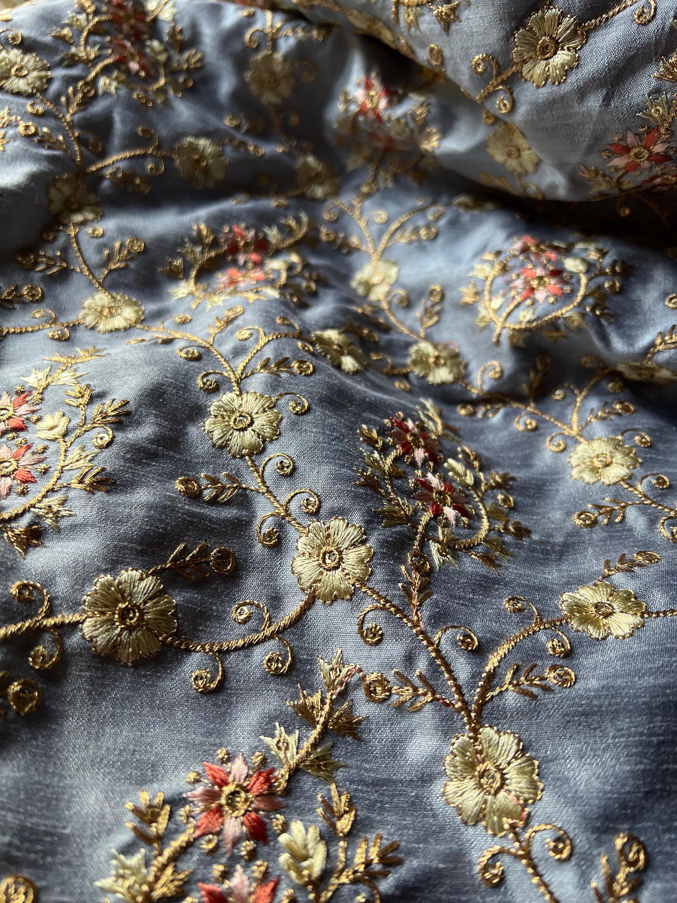 Embroidered Silk Fabric - Etsy UK Embroidered Silk Fabric - Etsy UK