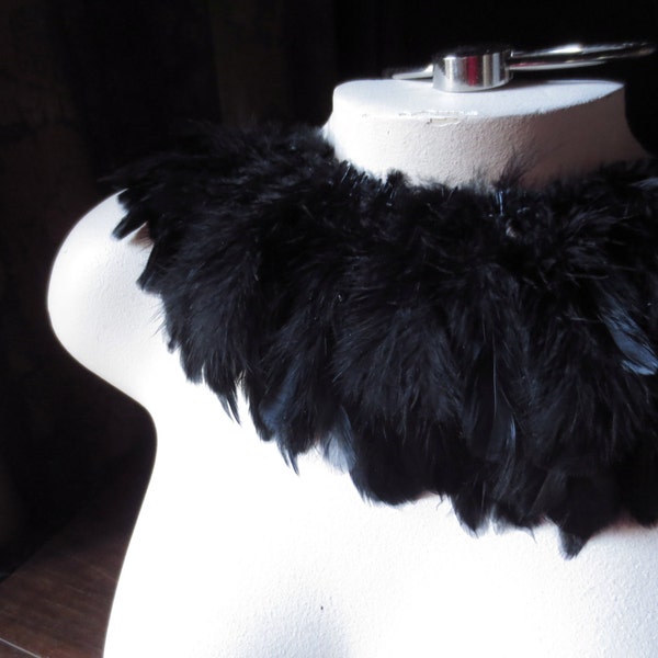 4" Black Feathers Rooster Schlappen for Bridal, Millinery, Halloween Costumes, Masks, Tribal Fusion, Steampunk