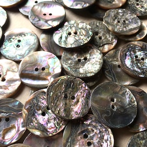 6 Abalone Buttons  44L  28mm for Knitting, Jewelry, Garments, Crafts  BU 217