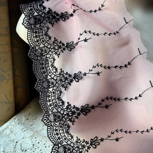 PINK & BLACK  Lace Embroidered Lace Wide for Lingerie, Garments CL 6046