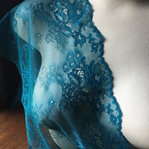 TEAL Stretch Lace 9" wide for Lingerie, Garments, Headbands STR