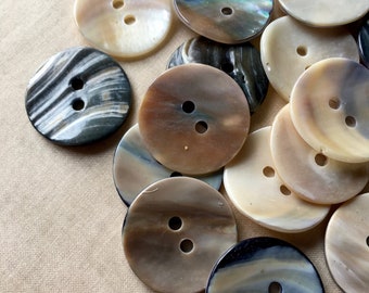 7 Blue Musell Shell Buttons 38L, 24mm for Sewing, Leather Bracelets or Costume Design BU 207