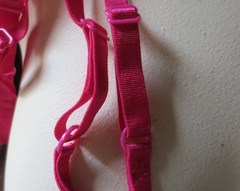 2 PAIR FUCHSIA  Bra Straps in Satin Stretch for Lingerie, Costume Design, Retro Dressing