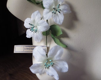 Vintage White Silk Clematis Flowers, Millinery,(Germany) MF 42